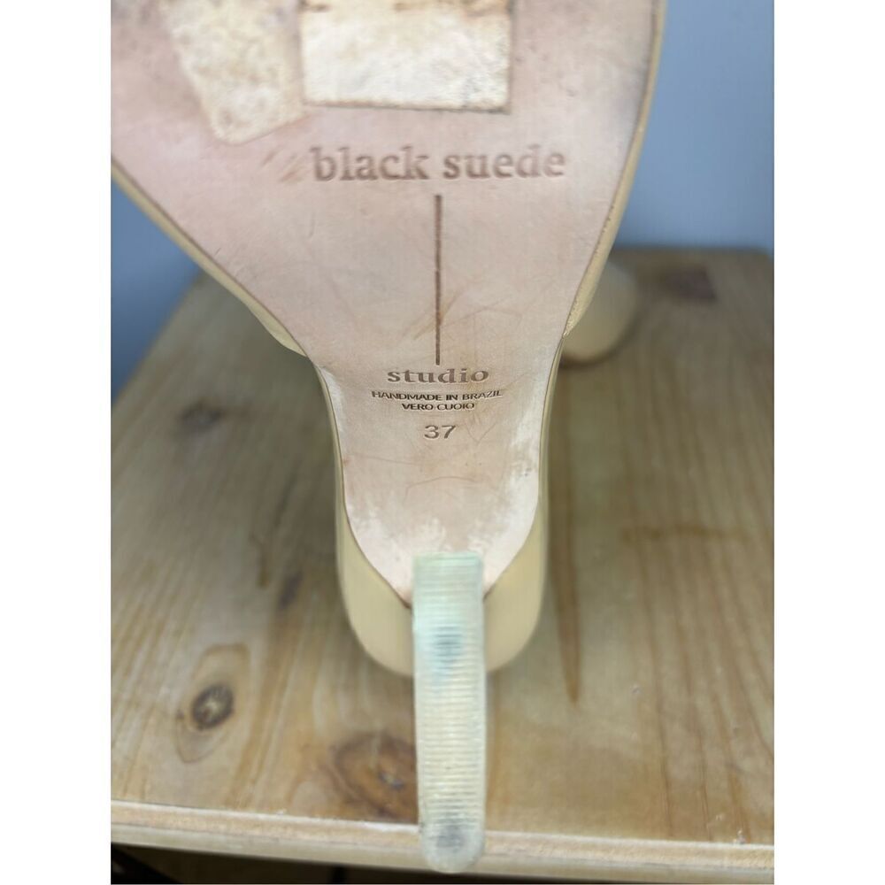 Black Suede Studio Women's Nadya Leather Tilt Heel Mule Sandals Nude Size 7 - Picture 8 of 10